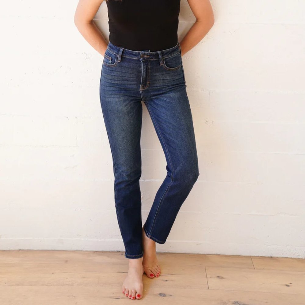 Brooke Slim Straight Jeans, Dark Wash - Size 13